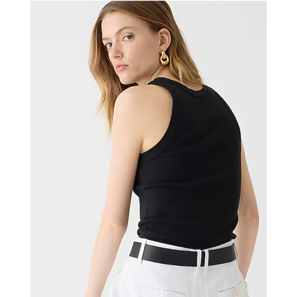 NWT J. Crew Perfect Fit High Neck Tank S Black Top Shirt Women's BY405 J.Crew - Picture 2 of 5